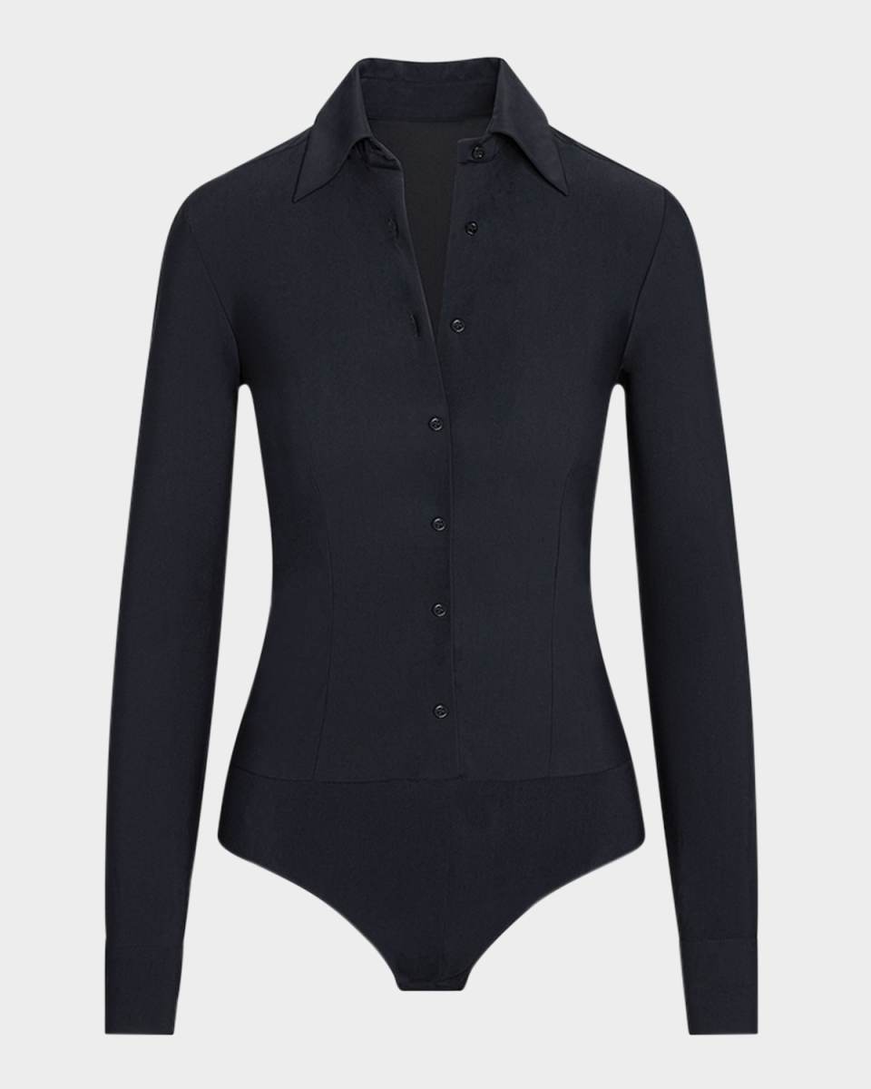 Button-Front Oxford Bodysuit