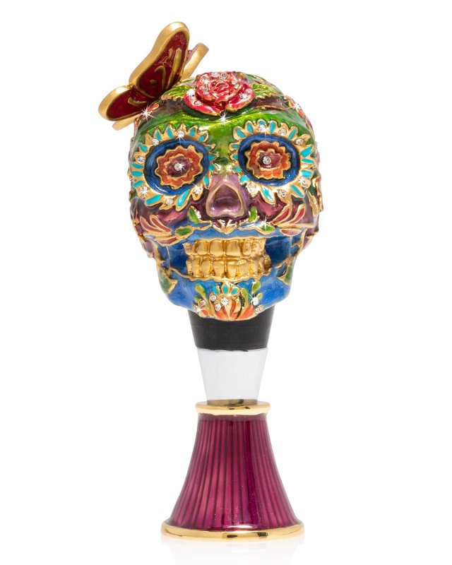 Skull Wine Stopped and Stand