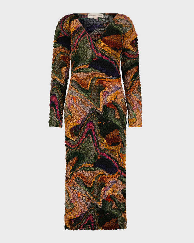Eliza Smocked Abstract-Print Midi Dress