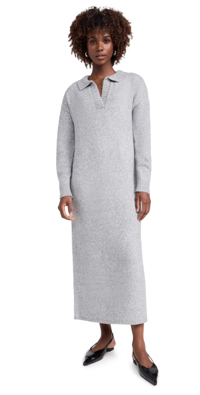 525 Raya Solid Polo Dress Smoke Grey