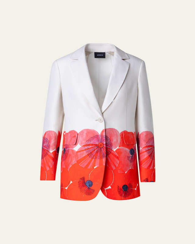 Alvina Poppies Print Blazer Jacket