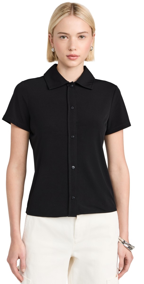 Vince Short Sleeve Button Up Black