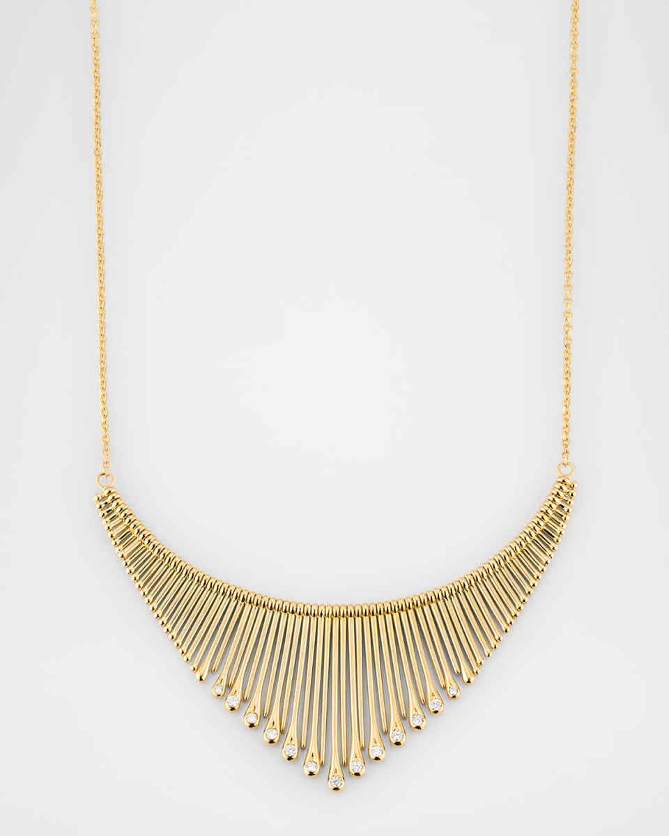 18K Yellow Gold Diamond Statement Necklace