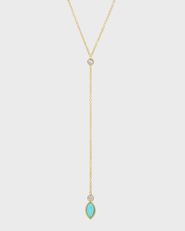 Diamond Bezel and Turquoise Marquise Lariat