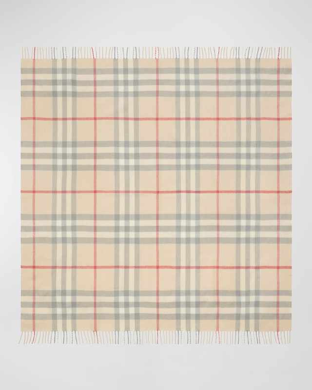 Kid's Check-Print Fringe Trim Blanket