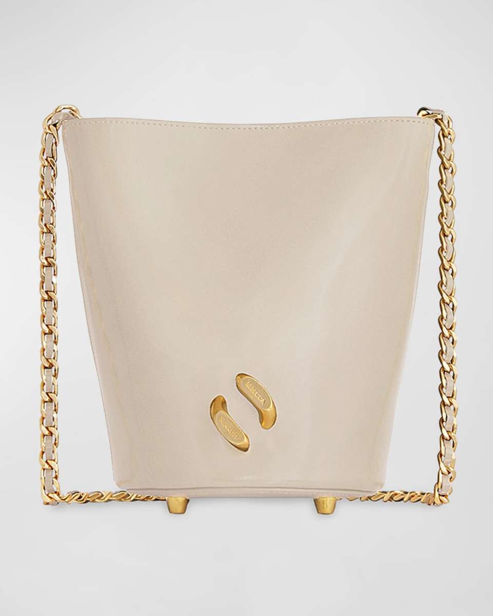Infinity Chain Leather Bucket Crossbody Bag