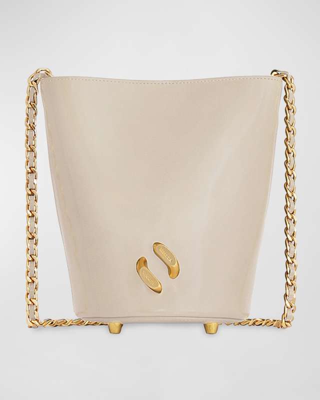 Infinity Chain Leather Bucket Crossbody Bag