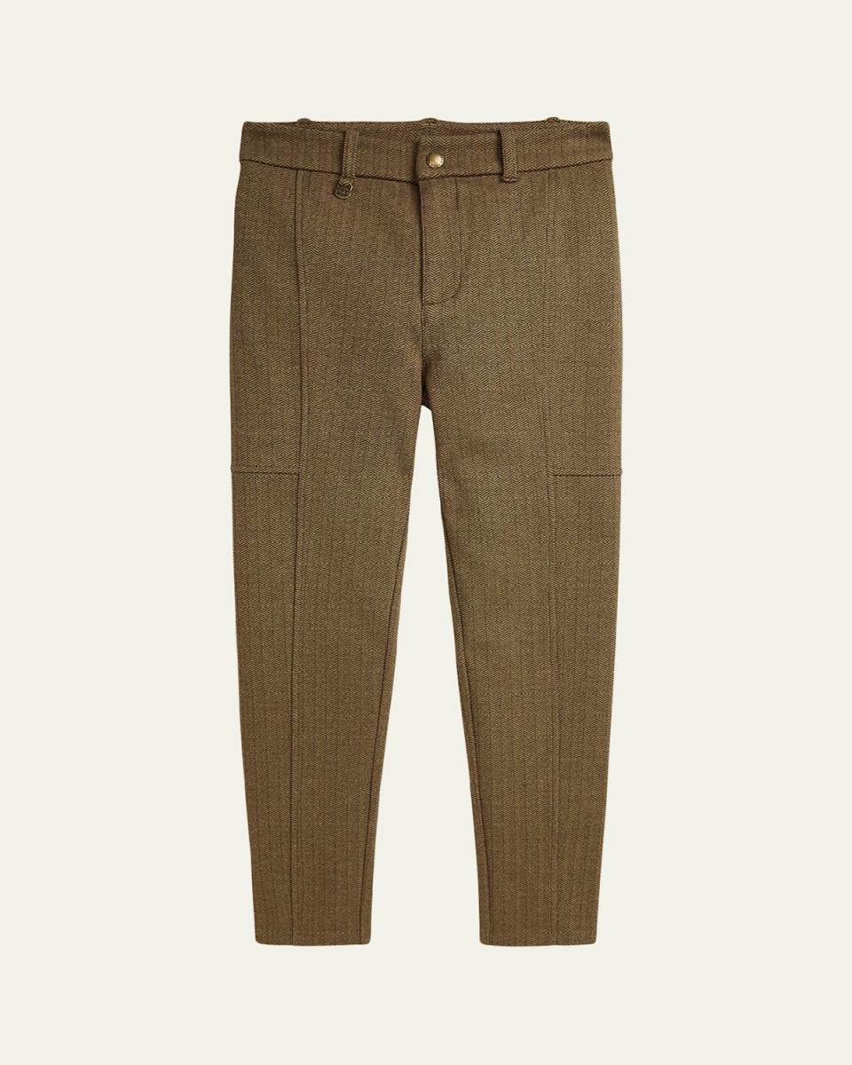 Boy's Herringbone Jacquard Pants, Size S-