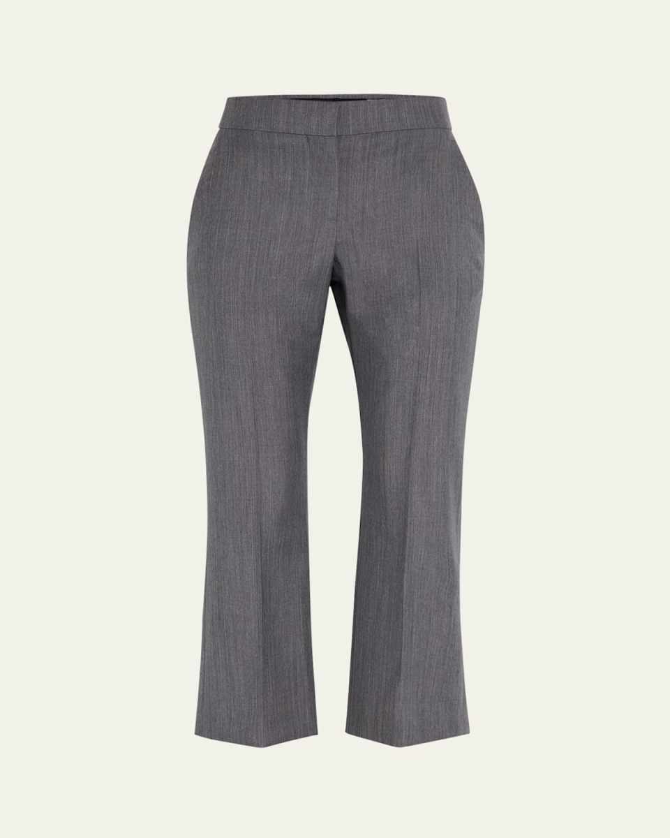 Mid-Rise Wool Mohair Kickflare Crop Trousers