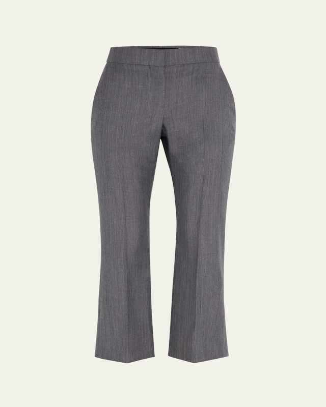 Mid-Rise Wool Mohair Kickflare Crop Trousers