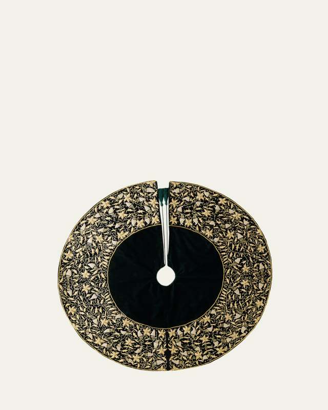 60" Velvet Bead Embroidered Tree Skirt