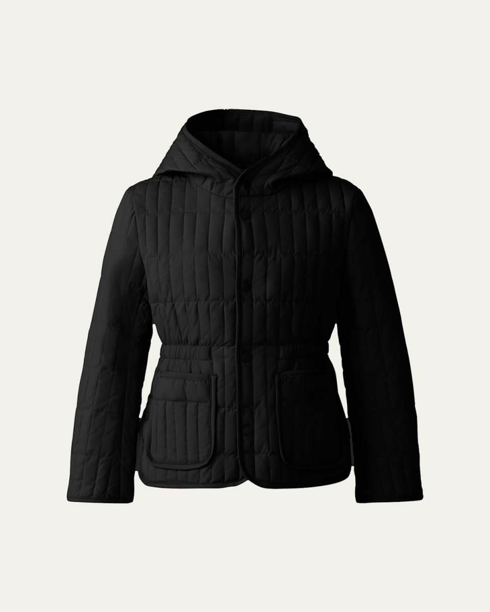 Girl's Maura Logo-Print Quilted Coat, Size 8-14