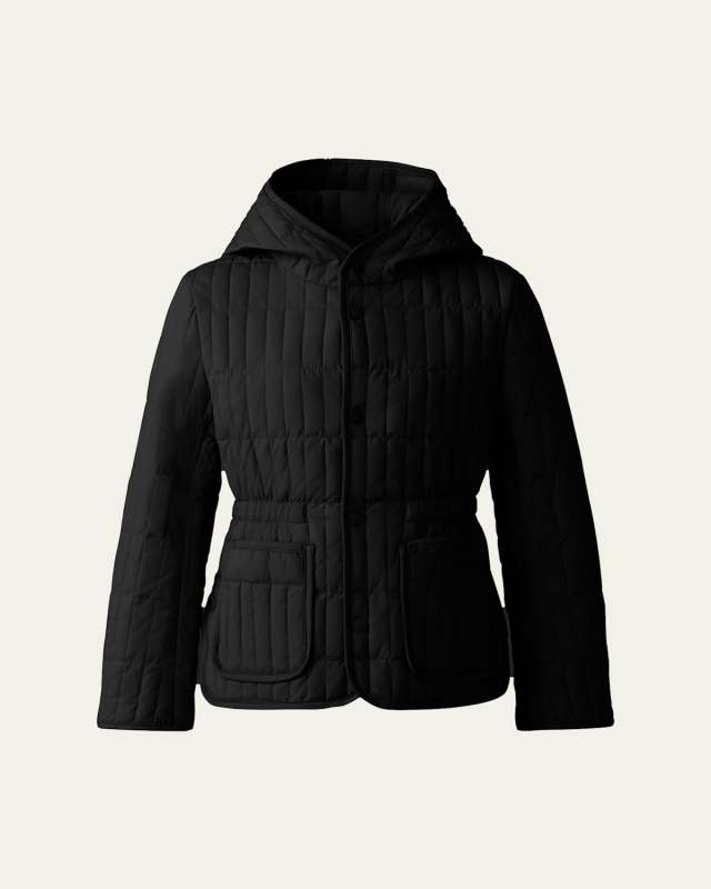 Girl's Maura Logo-Print Quilted Coat, Size 8-14