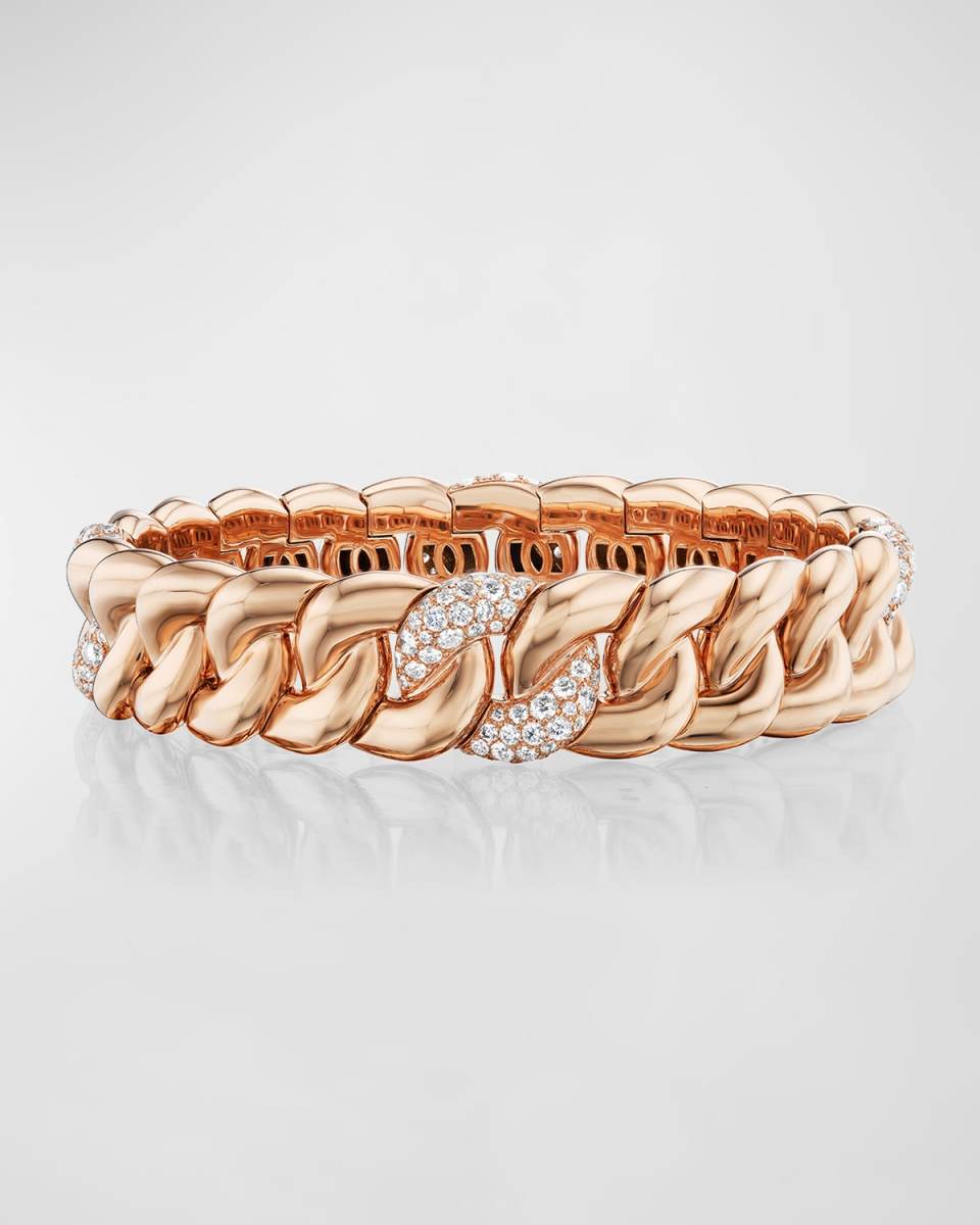 18K Rose Gold Diamond Chain Link Bracelet
