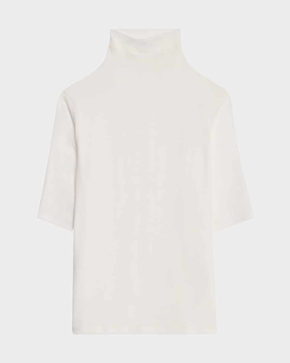 Elbow-Sleeve Turtleneck Top