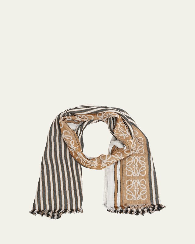 Striped Anagram Linen Scarf