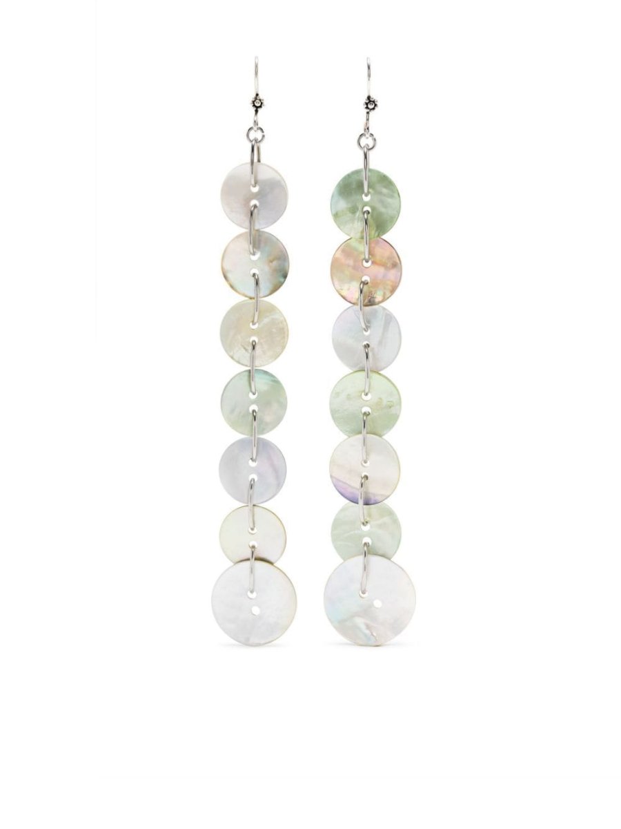 circular-pendant drop earrings