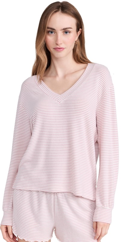 Z Supply Stay Cozy Stripe Top Lilac Punch