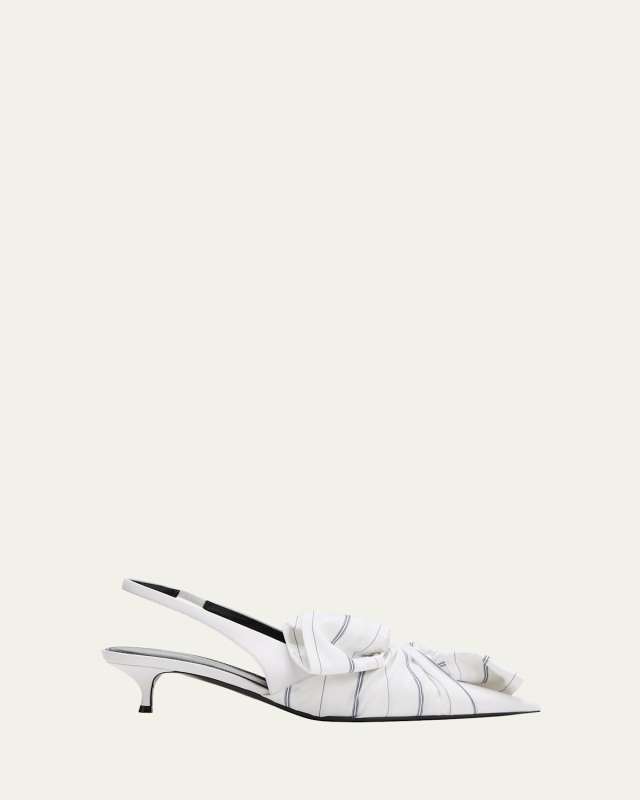 Sleeve Knotted Twist Slingback Ballerina Pumps