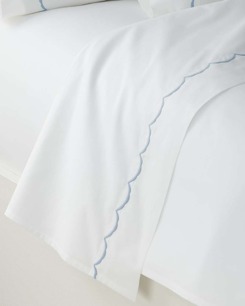 Scallop Embroidered 350 Thread Count Flat Sheet,