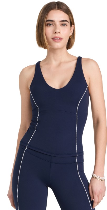 Sweaty Bettyoftculpt Picot Lacetrappy Tank Navy Blue