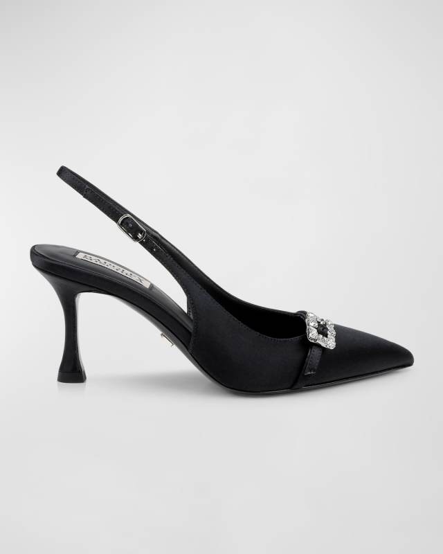 Annmarie Glitter Buckle Slingback Pumps