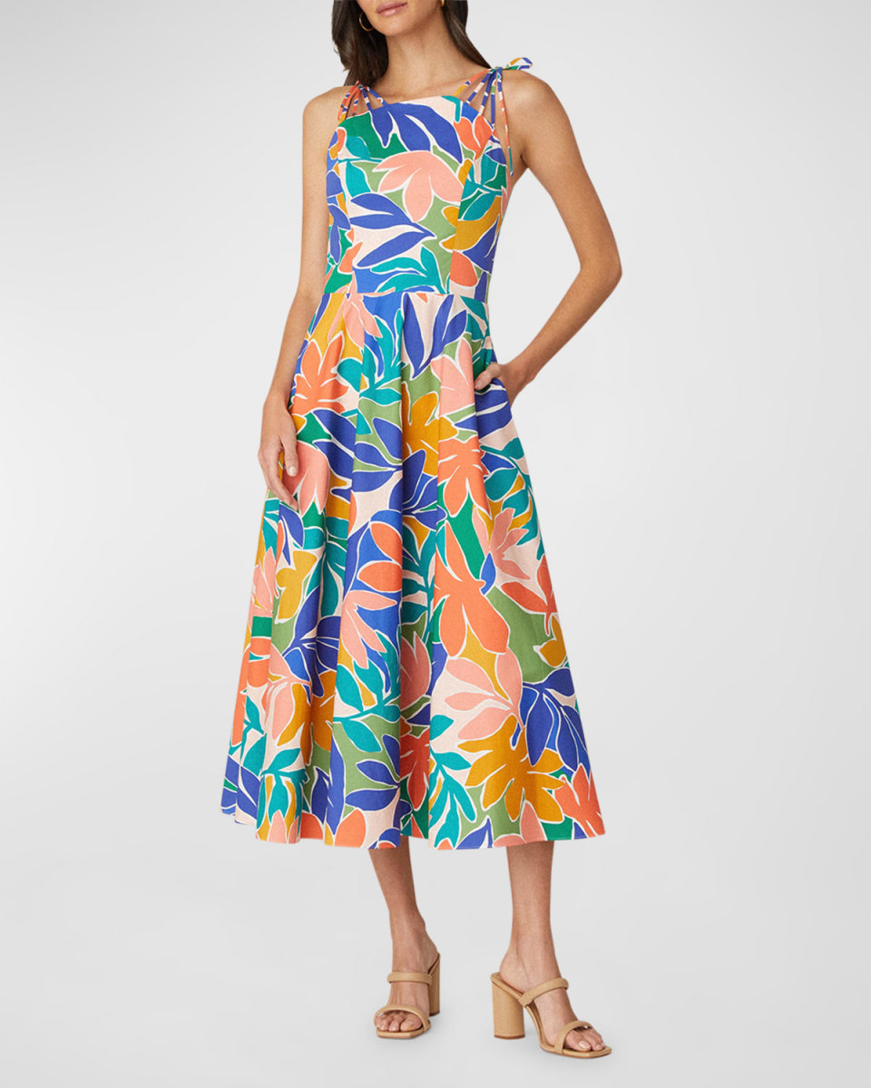 Willow Botanical-Print A-Line Midi Dress