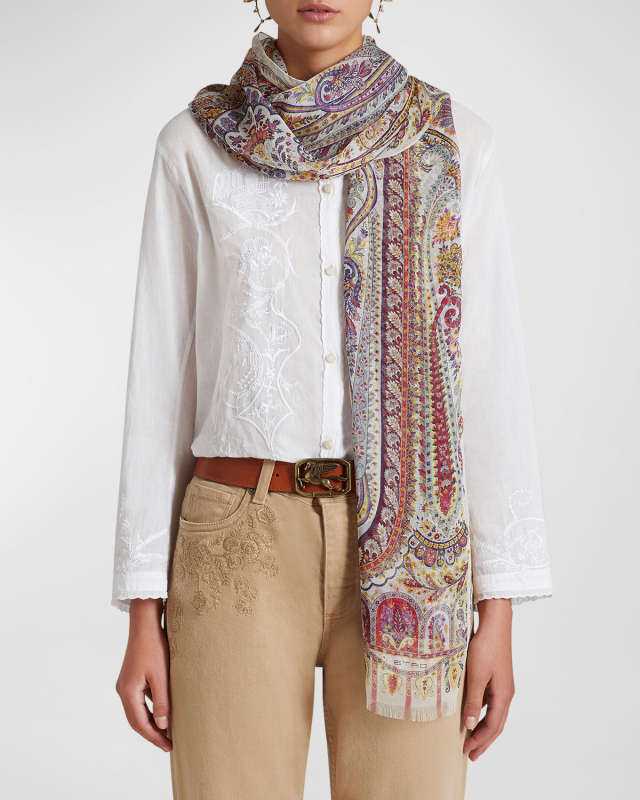 Paisley & Floral Silk Scarf