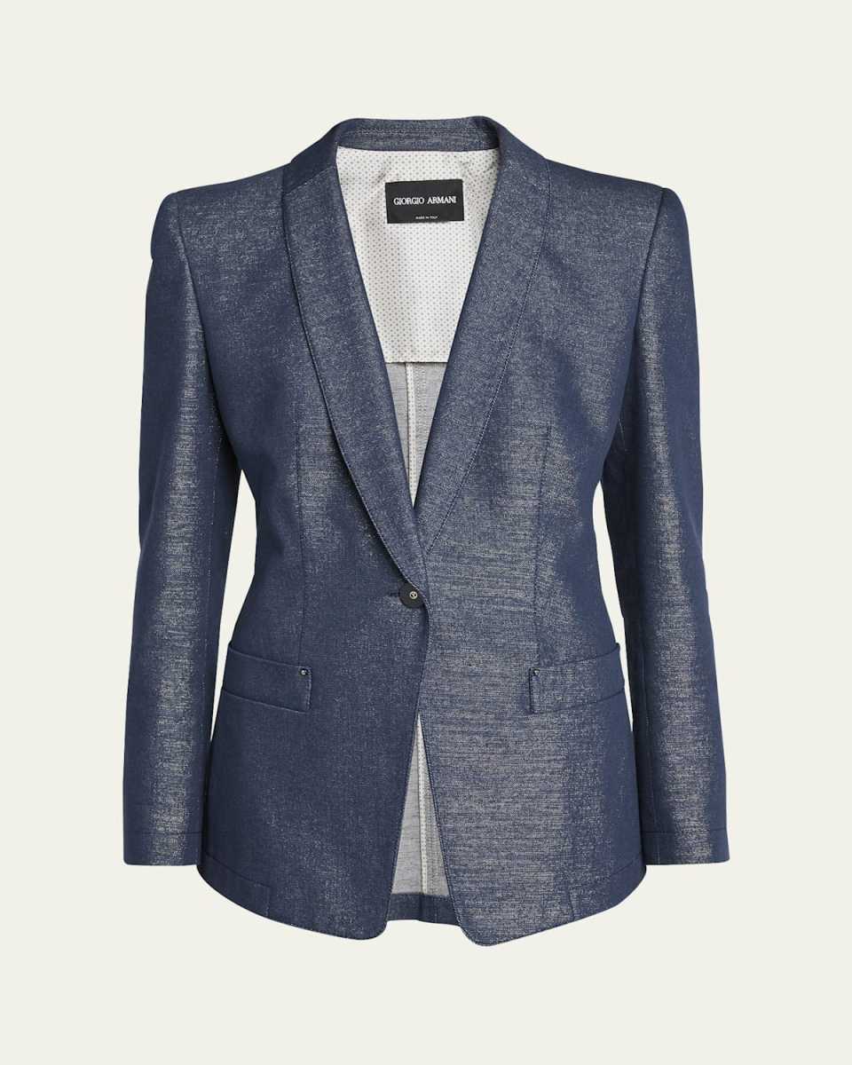 Single-Button Denim Blazer Jacket