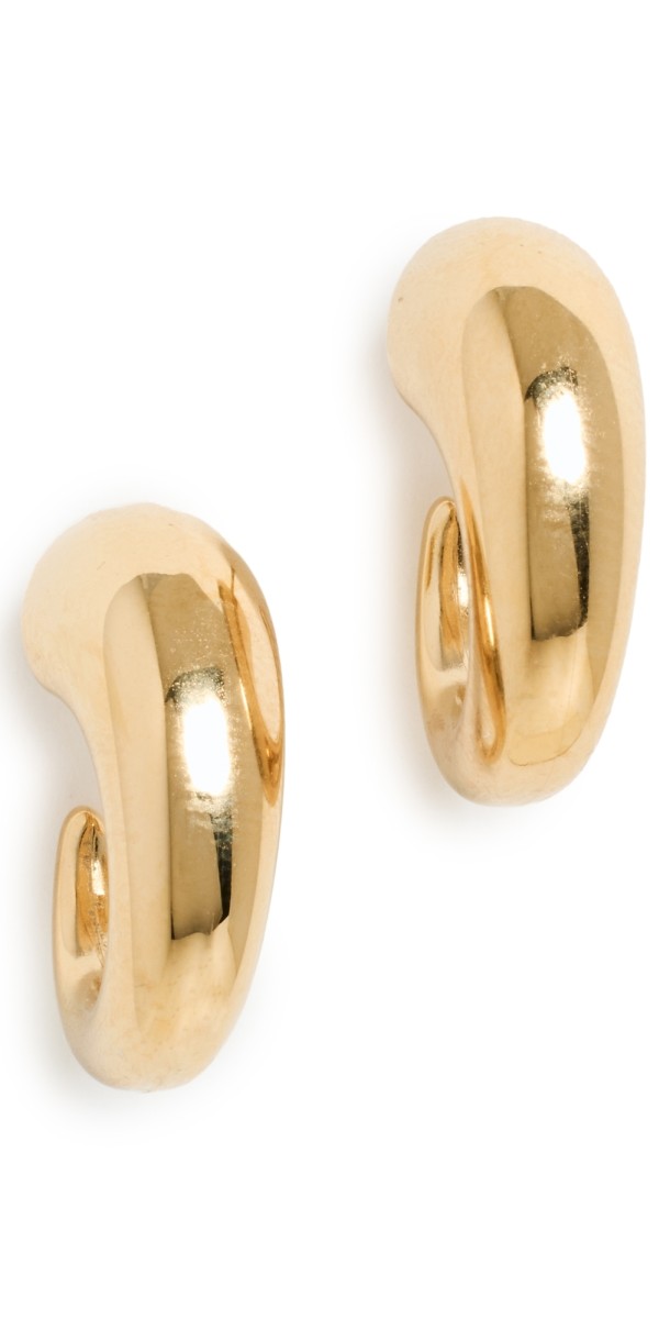 By Adina Eden Solid Bubble Elongated Hoop Earrings Gold