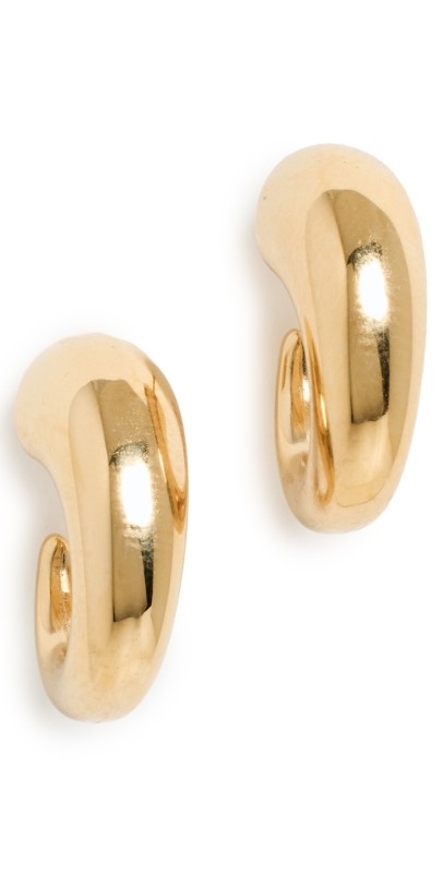By Adina Eden Solid Bubble Elongated Hoop Earrings Gold