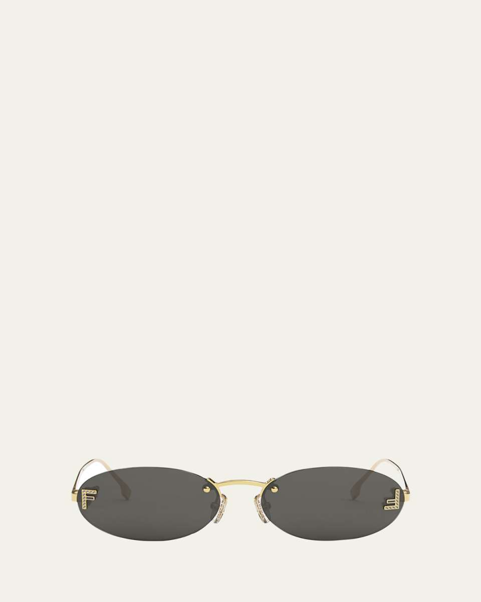 Embellished FF Oval Metal Sunglasses