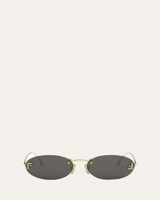 Embellished FF Oval Metal Sunglasses