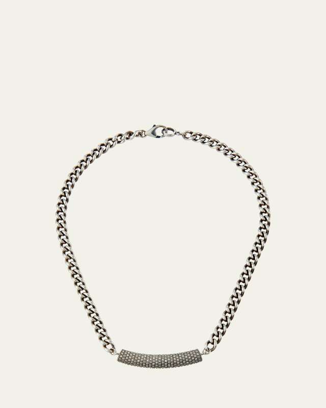 7mm Short Curb Chain & Diamond Necklace