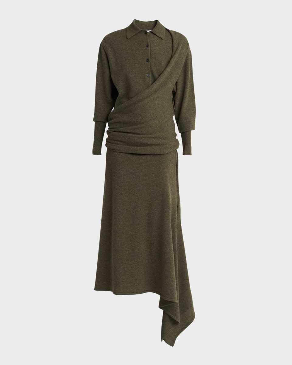 Cashmere-Blend Polo Sweater Dress