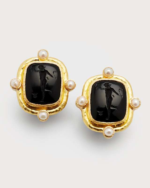 Greek Muse Pearl-Set Earrings