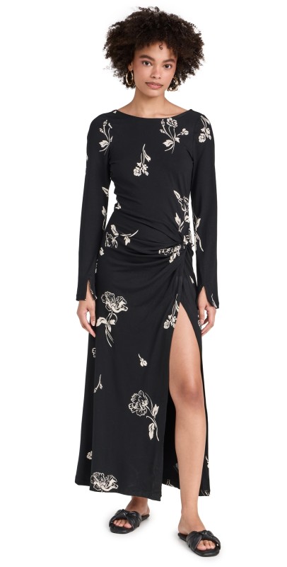 Free People Love and Be Loved Midi Dress Black Combo