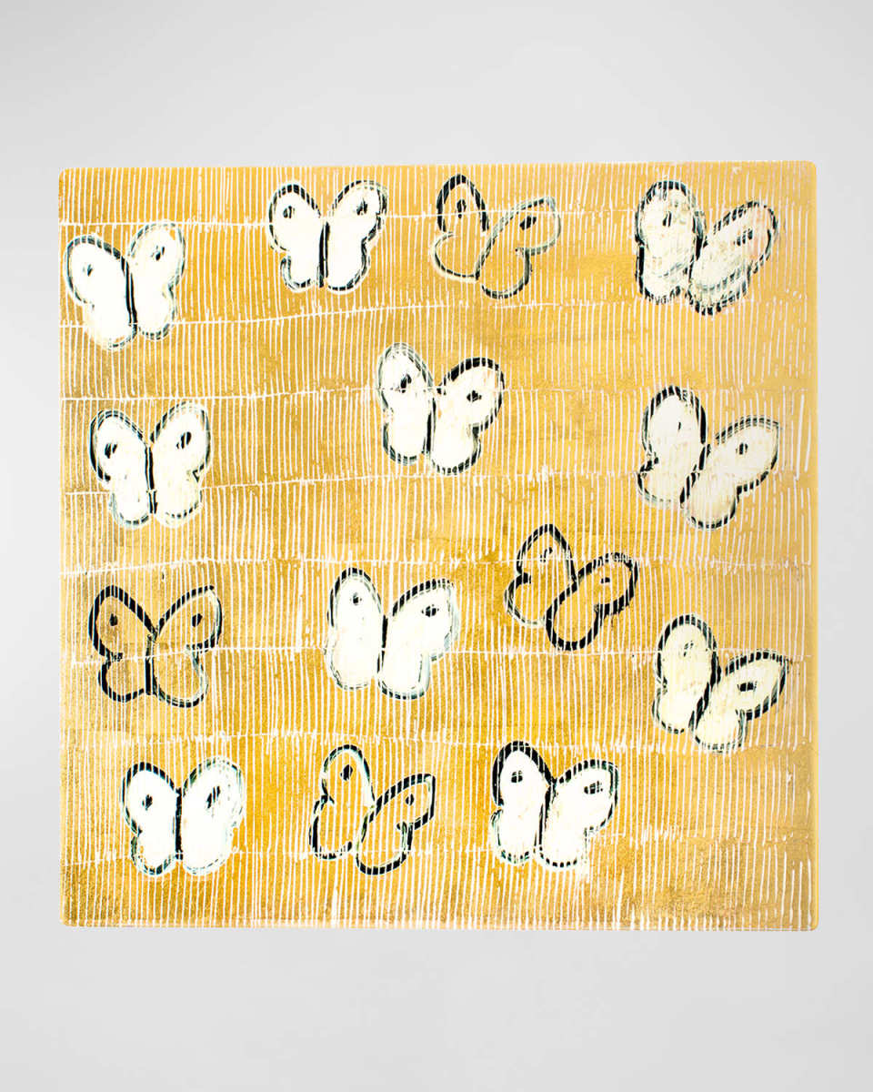 White Ascension Gold Leaf and Lacquer Placemat - 14.5"Sq