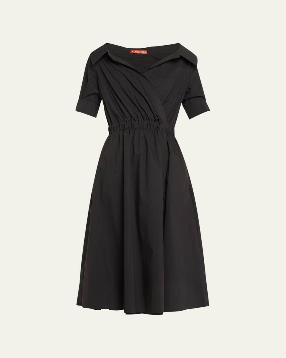 Lydia Short-Sleeve Midi Wrap Shirtdress