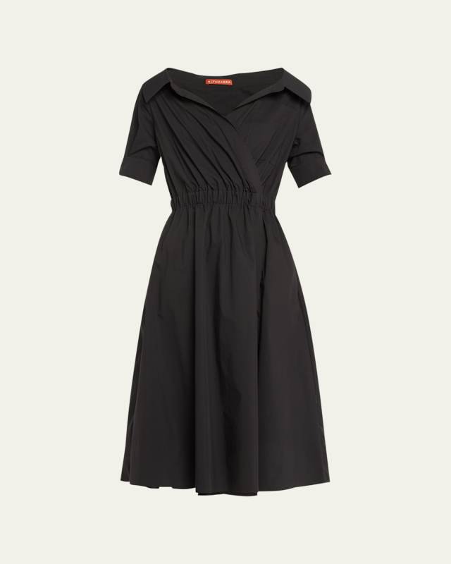 Lydia Short-Sleeve Midi Wrap Shirtdress