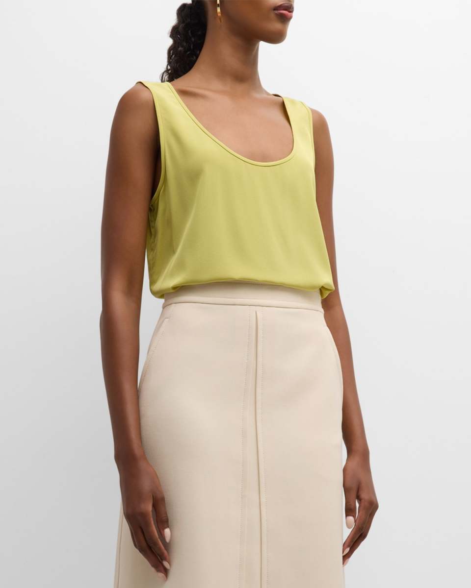 Scoop-Neck Silk Crepe De Chine Tank Top