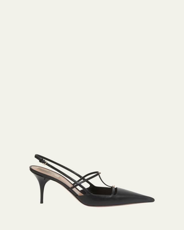 Rockstud Wispy Leather Slingback Pumps
