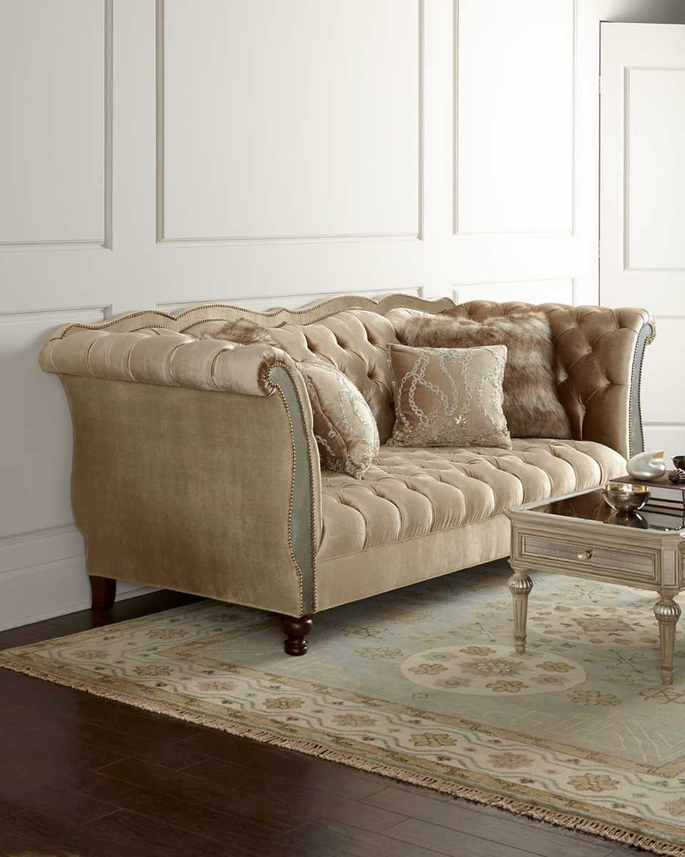 Leslie Mirrored Tufted Sofa