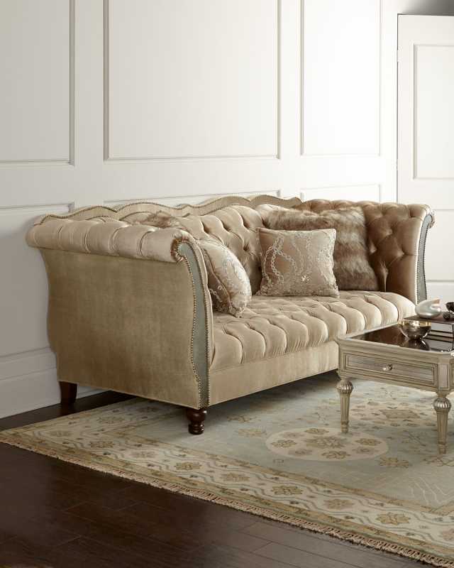 Leslie Mirrored Tufted Sofa
