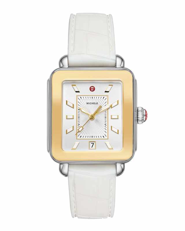 Deco Sport Two-Tone Watch w/ Silicone Strap, White