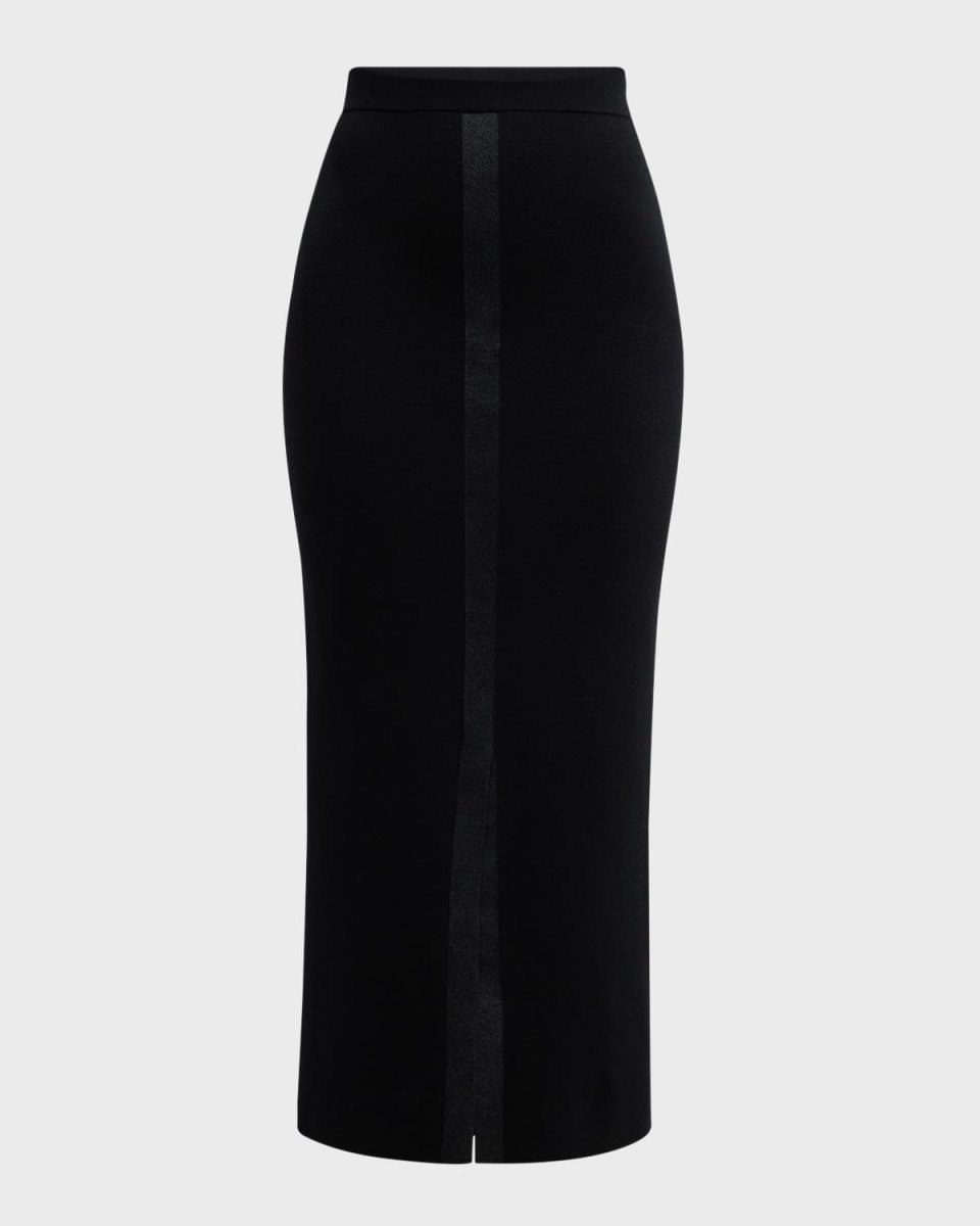 Shimmering Merino Ribbed Pencil Skirt