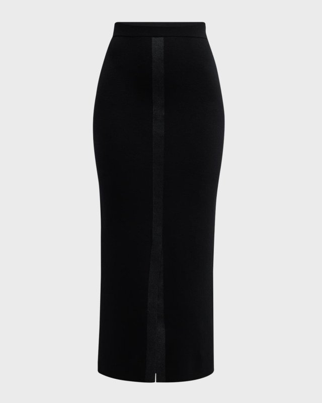 Shimmering Merino Ribbed Pencil Skirt