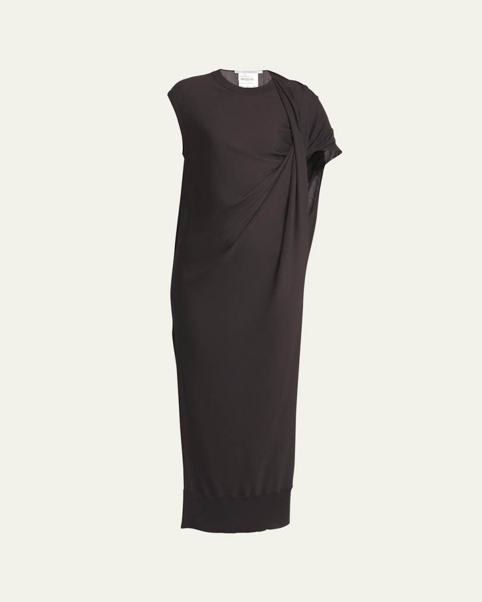 Long Draped Sleeve Wool Dress