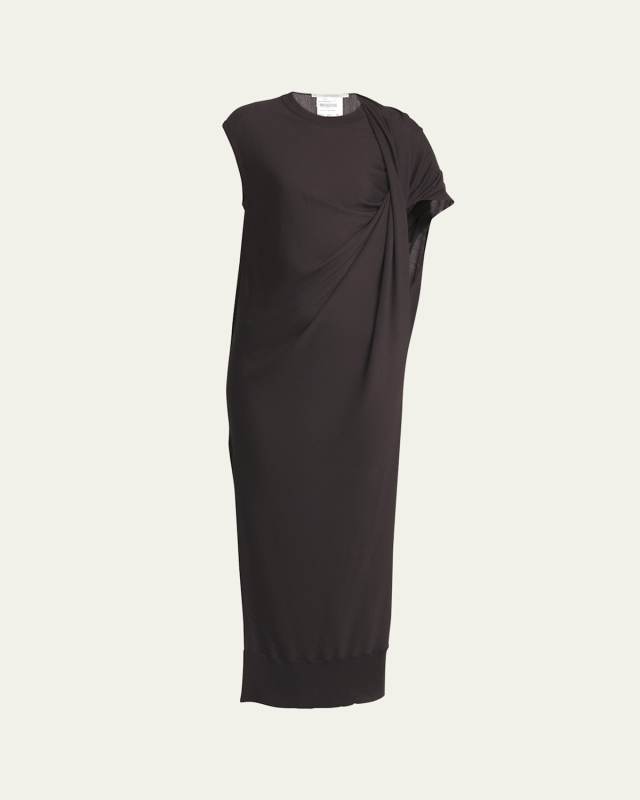 Long Draped Sleeve Wool Dress
