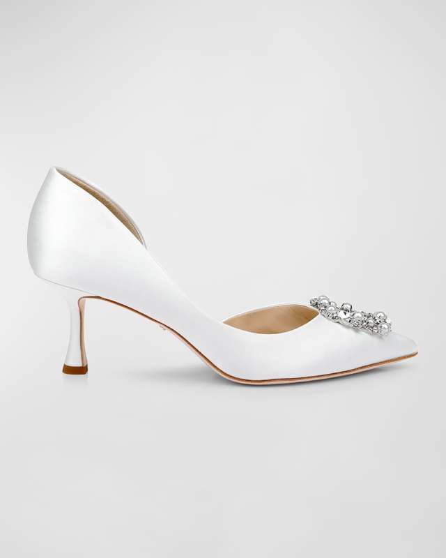 Fabia Embellished Buckle Satin Pumps